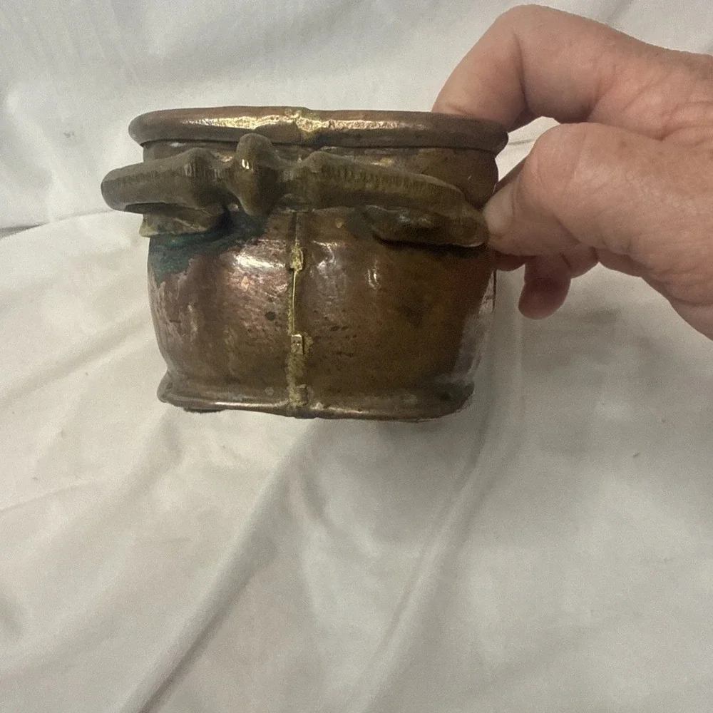 Antique Copper Fish Poacher Pan Ornate Brass Handles No Mark Incomplete Vessel